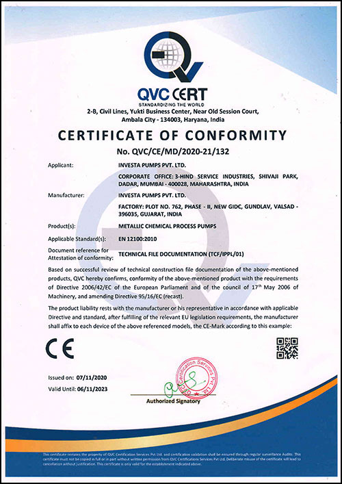 QVC Certification - Investa Pumps